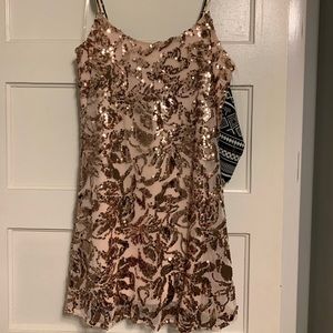 Blush gold cocktail dress